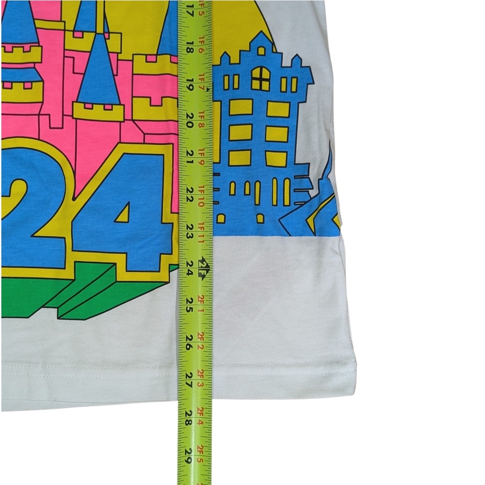 Disney 2024 Neon Retro Castle WDW Graphic T Shirt White Unisex Adult MED Reg Fit - Picture 7 of 7
